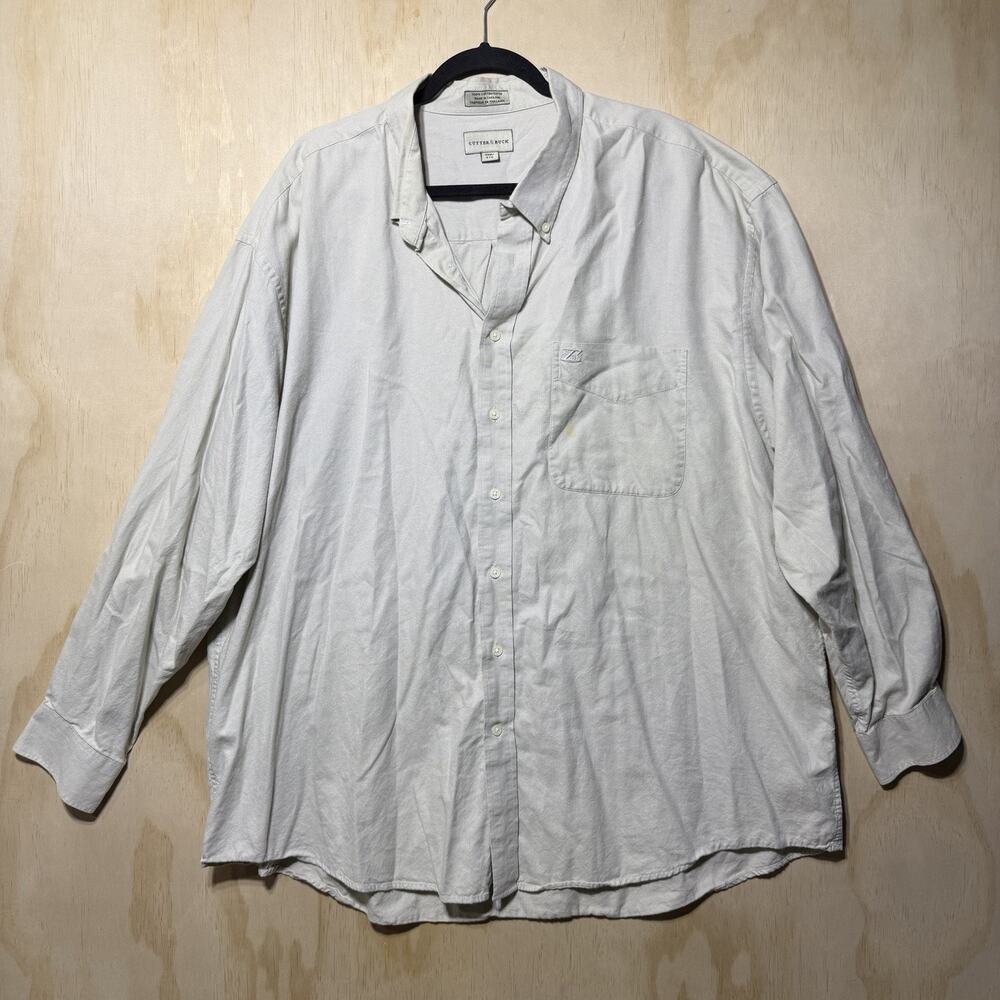 Cutter &‎ Buck Shirt Mens 3XB Big Tall Beige Button Up Cotton Casual Pocket